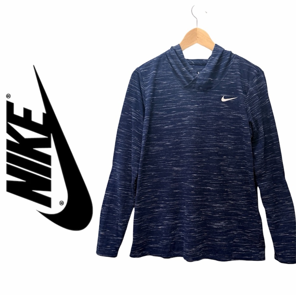 Nike Dri-FIT Sweatshirt Women's Large Blue Pullover Hoodie Active Gym Workout